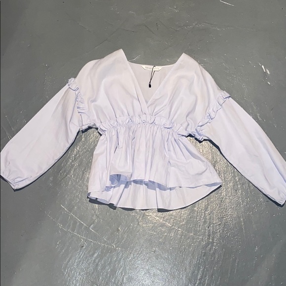 Zara Basic Poplin Rare Light Blue Blouse - Picture 2 of 5